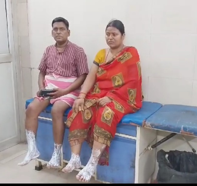 दीया से परचून की दुकान में लगी आग, पति पत्नी झुलसे