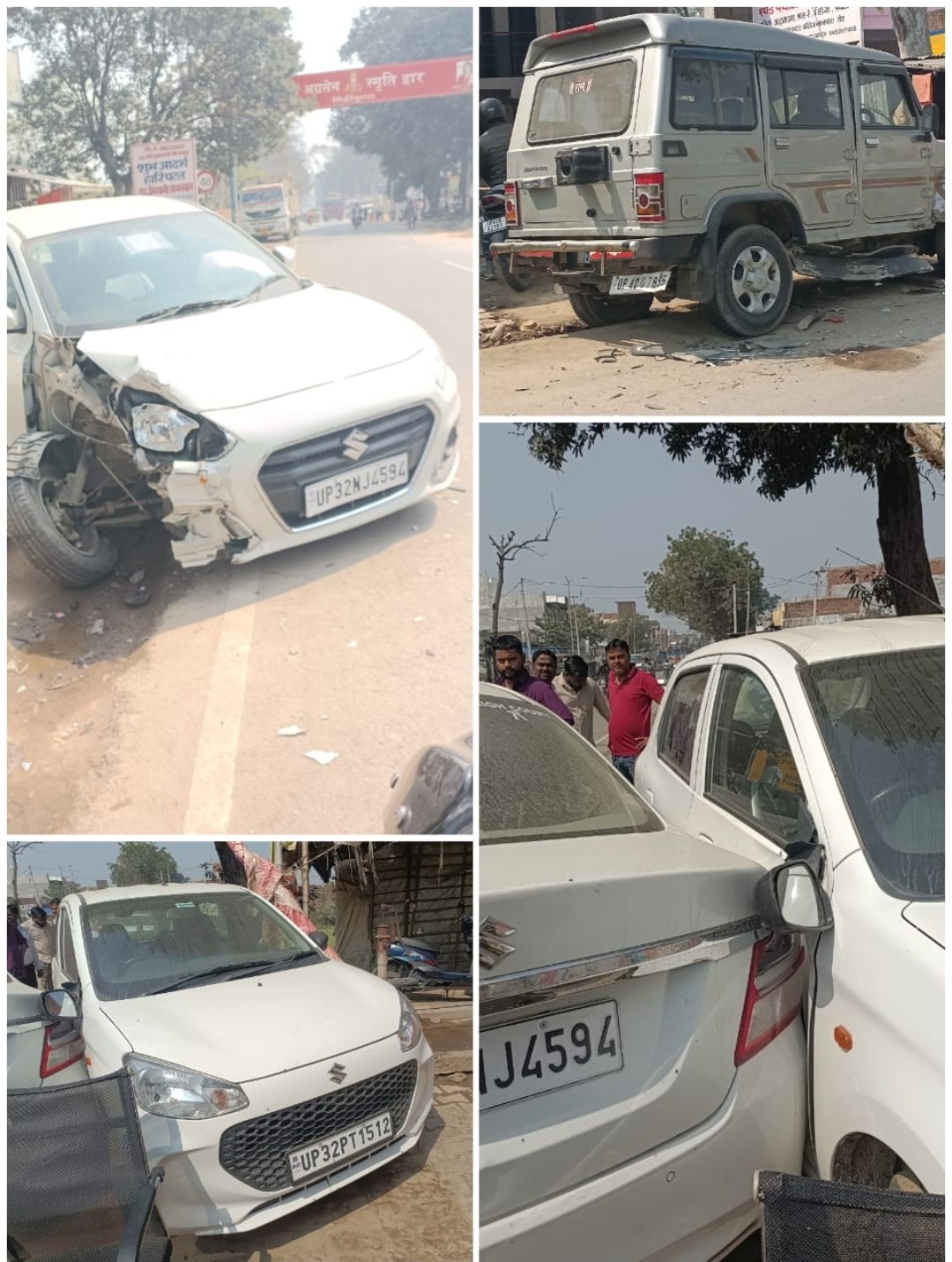 तेज रफ्तार में तीन गाड़ियां एक साथ भिड़ी चालक हुआ घायल